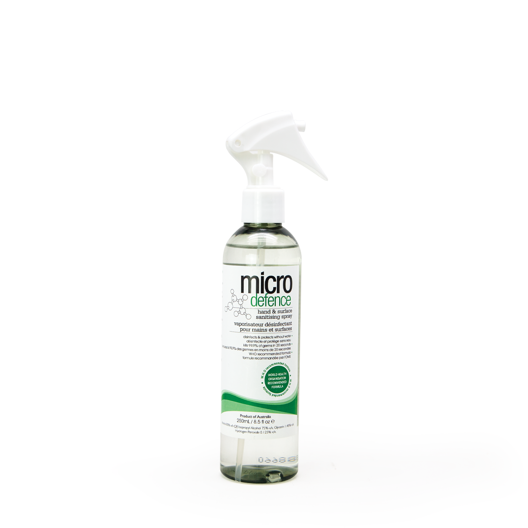 Micro Defence Hand &amp; Surface Sanitising Spray - 75% V/V Alcohol